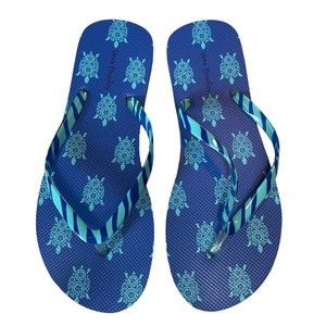 NEW VERA BRADLEY woman's size 9 10 turtle print blue thong flip flop sandals